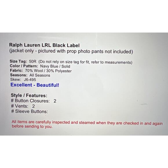 Ralph Lauren LRL Black Label Mens 50R Navy Blue Casual Blazer Sport Jacket - Picture 2 of 16